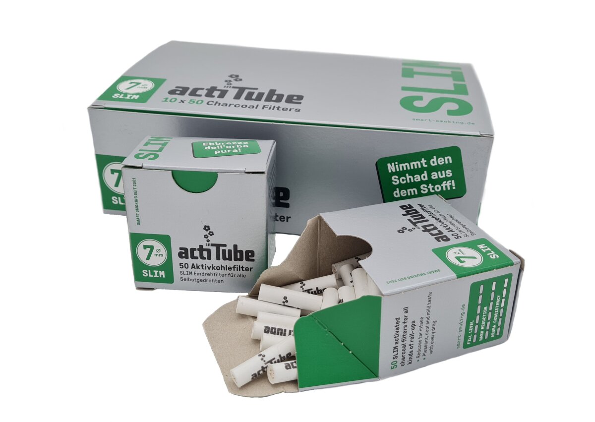 ActiTube Slim Aktivkohle Filter 50 Stück zum Eindrehen Aktivkohlefilter,Keramik
