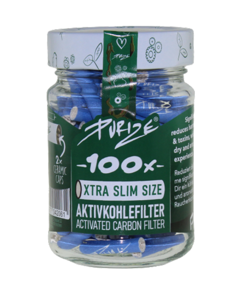 Purize Aktivkohlefilter Xtra Slim &oslash;5,9mm blau 100 St&uuml;ck im Glas