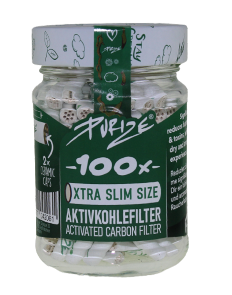 Purize Aktivkohlefilter Xtra Slim &oslash;5,9mm weiss 100 St&uuml;ck im Glas