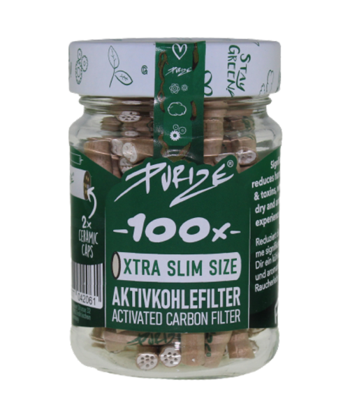 Purize Aktivkohlefilter Xtra Slim &oslash;5,9mm organic 100 St&uuml;ck im Glas