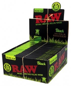 RAW BLACK ORGANIC HEMP King Size Slim Papers, VE50